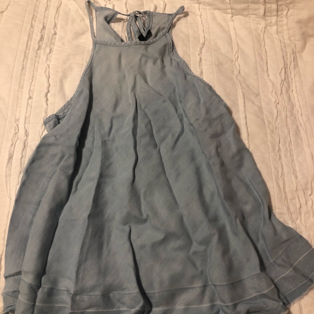 High neck denim tank top